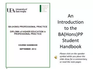 An Introduction to the BA(Hons)PP Student Handbook