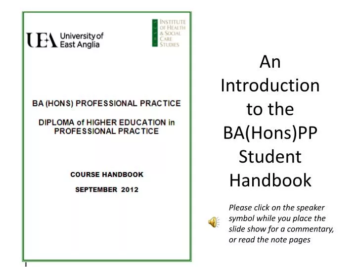 an introduction to the ba hons pp student handbook