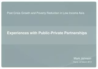 Post-Crisis Growth and Poverty Reduction in Low-Income Asia