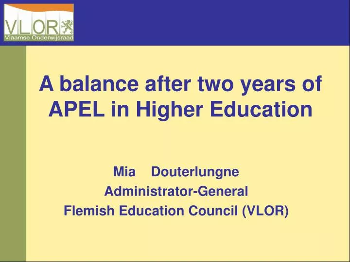a balance after two years of apel in higher education