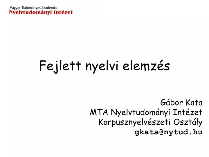 fejlett nyelvi elemz s