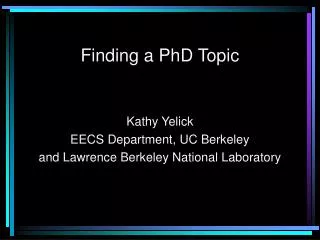 Finding a PhD Topic