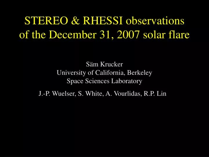 stereo rhessi observations of the december 31 2007 solar flare