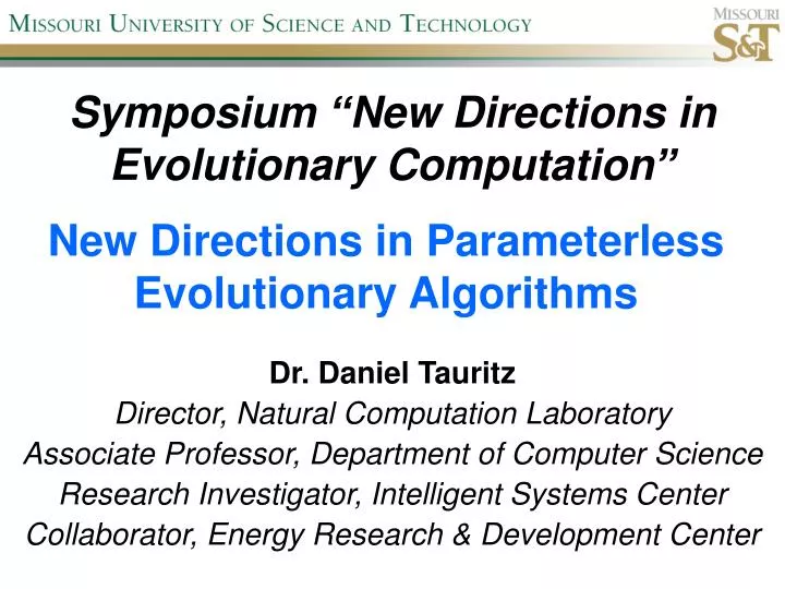 symposium new directions in evolutionary computation