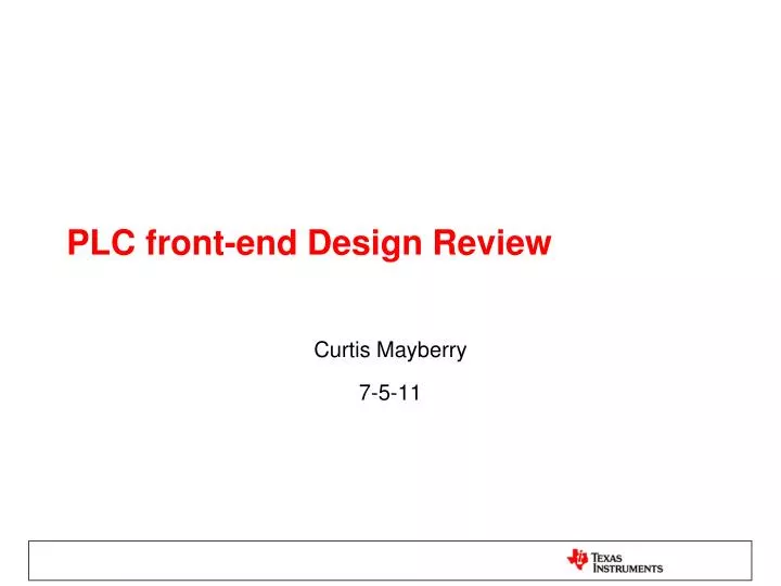 plc front end design review