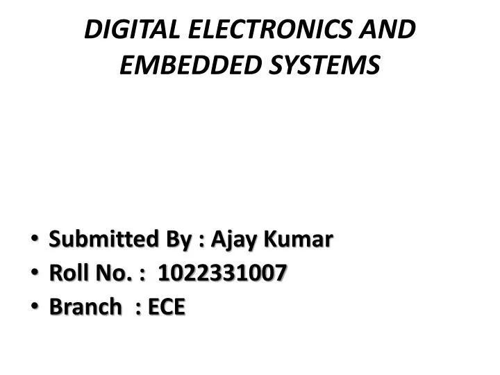 digital electronics and embedded systems