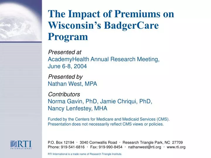 the impact of premiums on wisconsin s badgercare program