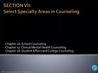 SECTION VII: Select Specialty Areas in Counseling