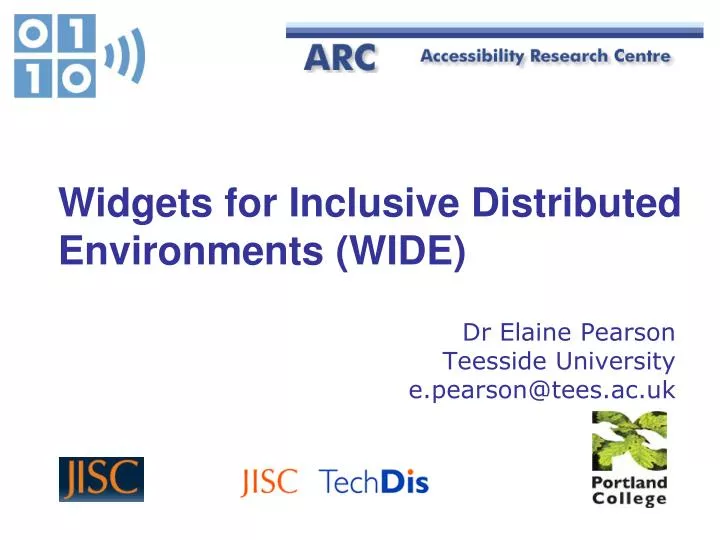 widgets for inclusive distributed environments wide