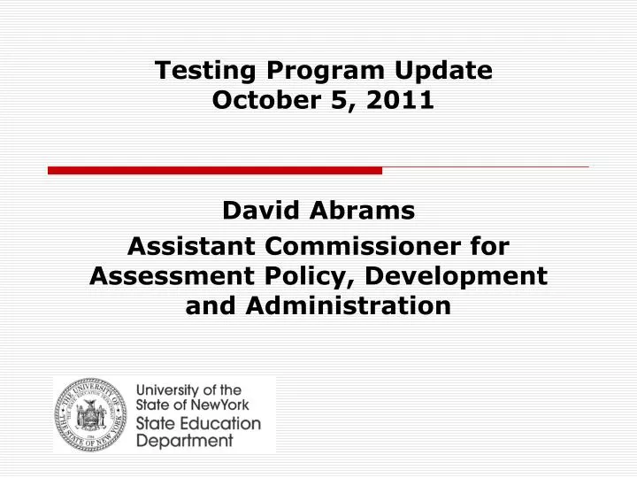 testing program update october 5 2011