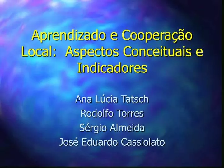 aprendizado e coopera o local aspectos conceituais e indicadores