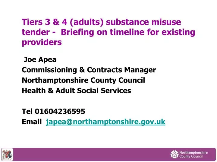 tiers 3 4 adults substance misuse tender briefing on timeline for existing providers