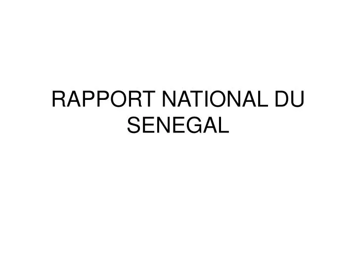 rapport national du senegal