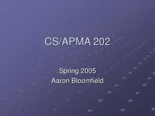 CS/APMA 202