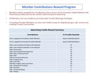 Member Contributions Reward Program