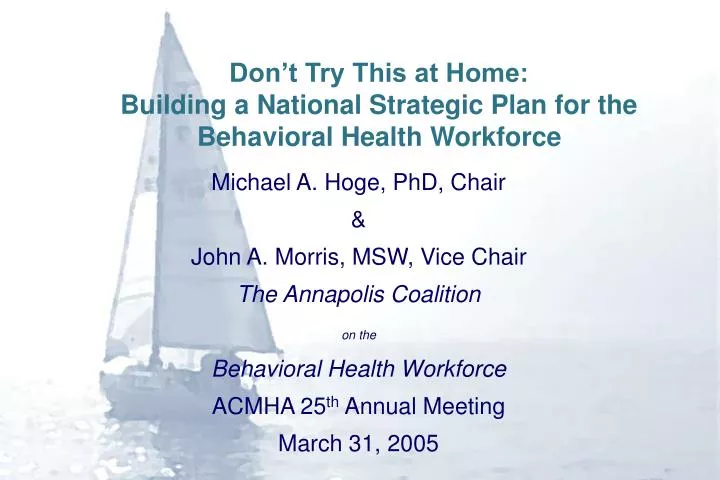 don t try this at home building a national strategic plan for the behavioral health workforce