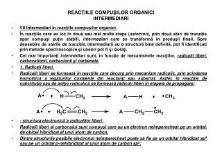 reac iile compu ilor organici intermediari