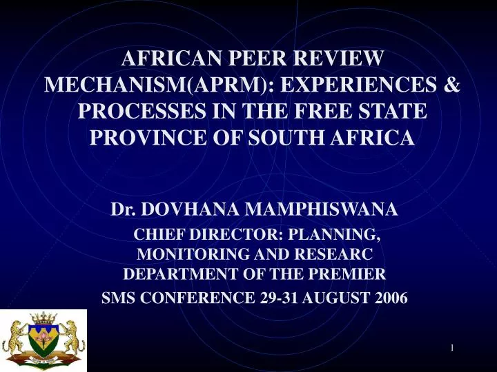 african peer review mechanism aprm experiences processes in the free state province of south africa