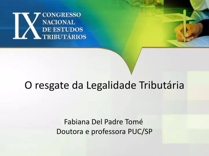 o resgate da legalidade tribut ria