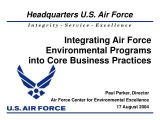 Integrating Air Force Environmental Programs into Core Business Practices