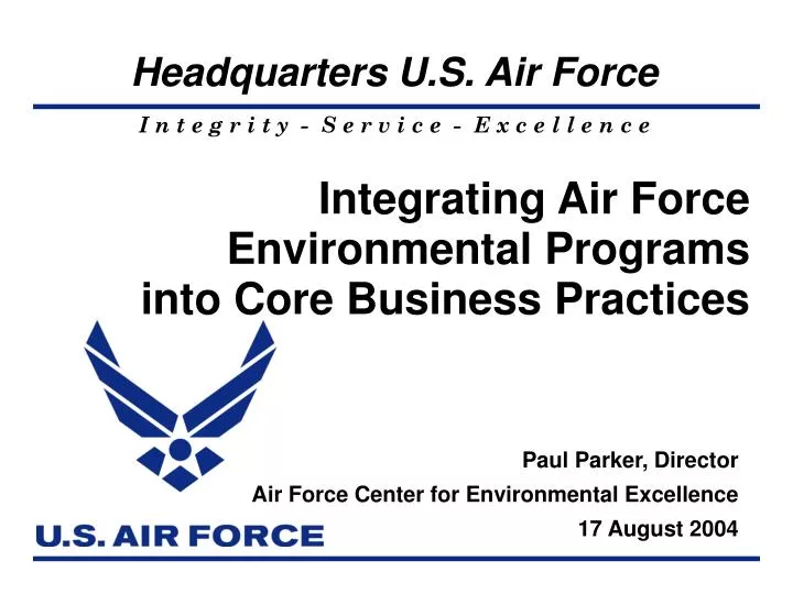 integrating air force environmental programs into core business practices