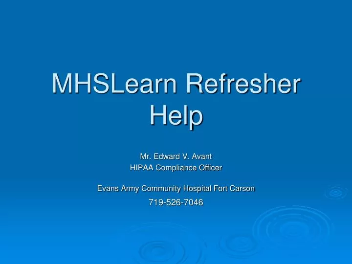 mhslearn refresher help