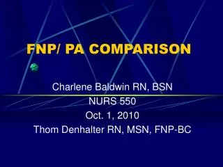 FNP/ PA COMPARISON