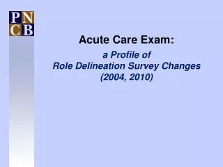 Acute Care Exam: a Profile of Role Delineation Survey Changes (2004, 2010)
