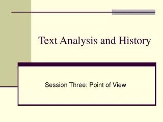 Text Analysis and History