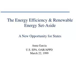 the energy efficiency renewable energy set aside a new opportunity for states