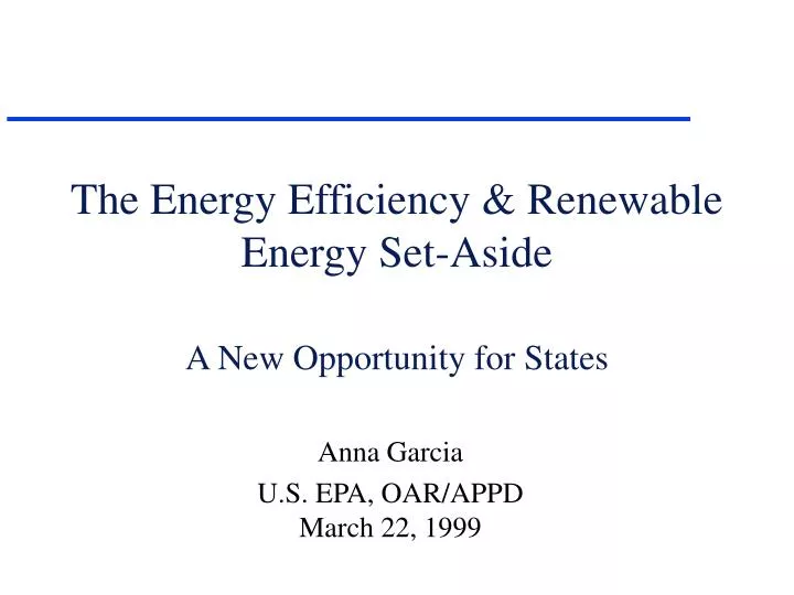 the energy efficiency renewable energy set aside a new opportunity for states