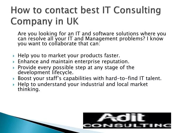 how to contact best it consulting company in uk