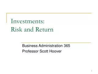 Investments: Risk and Return