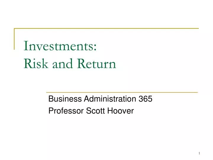 investments risk and return