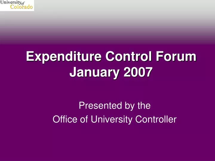 expenditure control forum january 2007