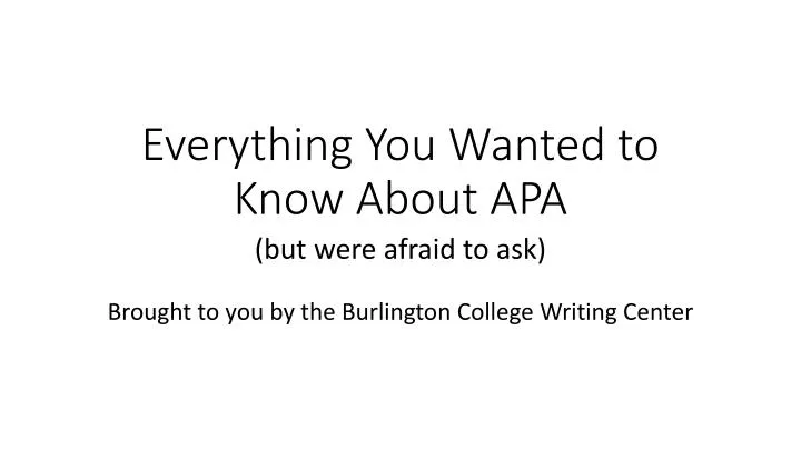 everything you wanted to know about apa