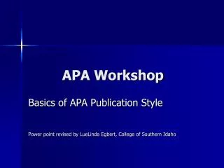 APA Workshop