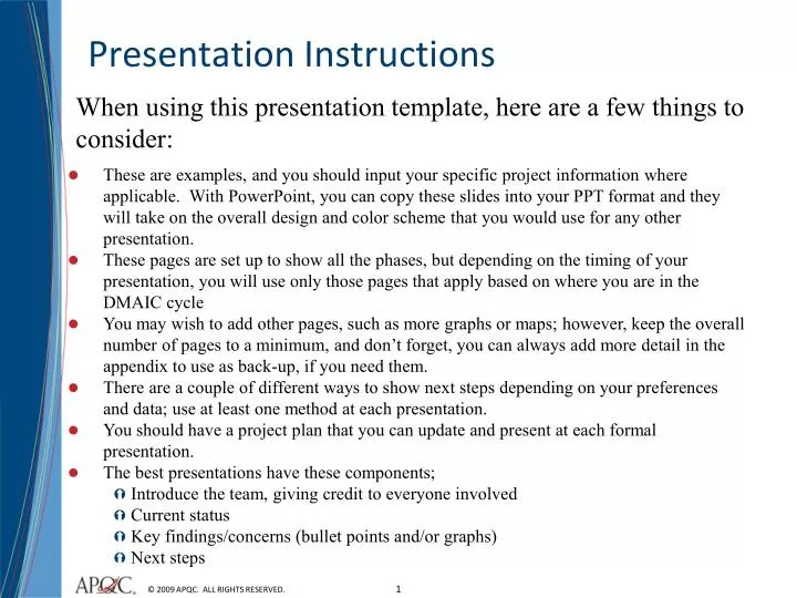 presentation instructions