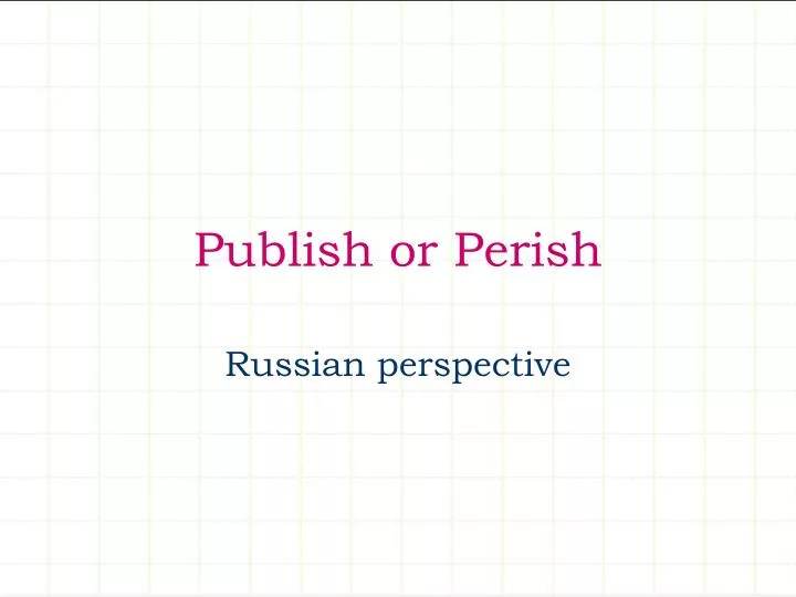publish or perish