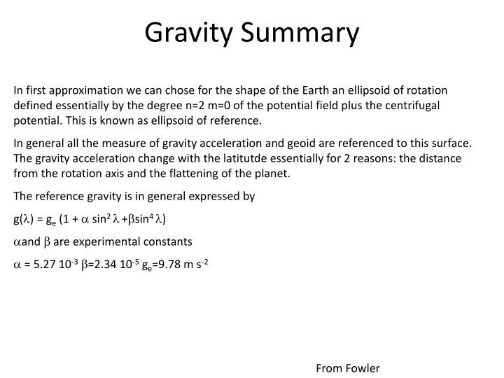 gravity summary