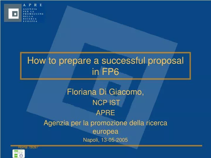 how to prepare a successful proposal in fp6