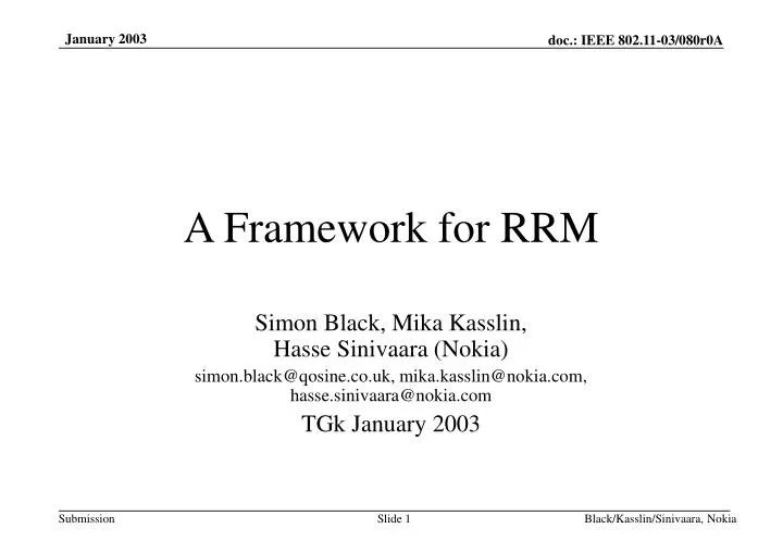 a framework for rrm