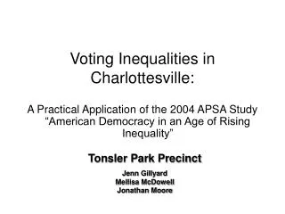 Voting Inequalities in Charlottesville: