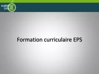 formation curriculaire eps