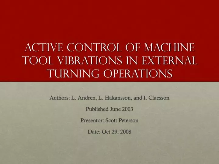 active control of machine tool vibrations in external turning operations