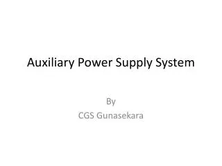 Auxiliary Power Supply System