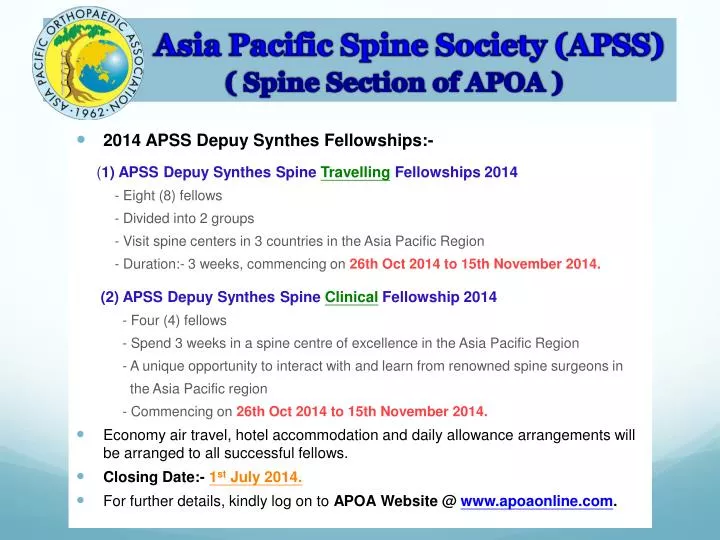 asia pacific spine society apss spine section of apoa