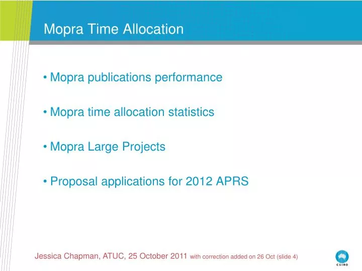 mopra time allocation