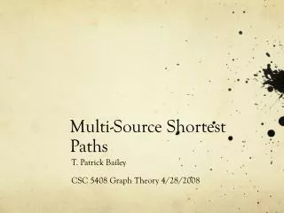 Multi-Source Shortest Paths