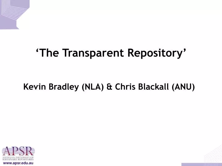 the transparent repository